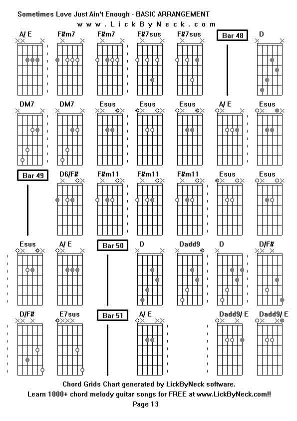 Chord Grids Chart of chord melody fingerstyle guitar song-Sometimes Love Just Ain't Enough - BASIC ARRANGEMENT,generated by LickByNeck software.